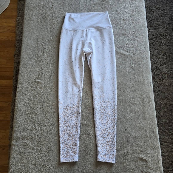 BuffBunny High Waist Dazzle White Rose Gold Splatter Leggings size small - Picture 2 of 11
